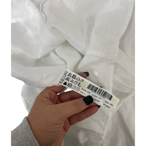 Massimo Dutti Mens Shirt Button Up S Small White Linen Long Sleeve 0175/722 NWT - Picture 8 of 16